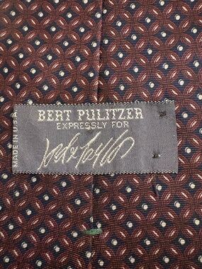 Vintage Bert Pulitzer Silk Foulard Geometric Necktie Red Burgundy
